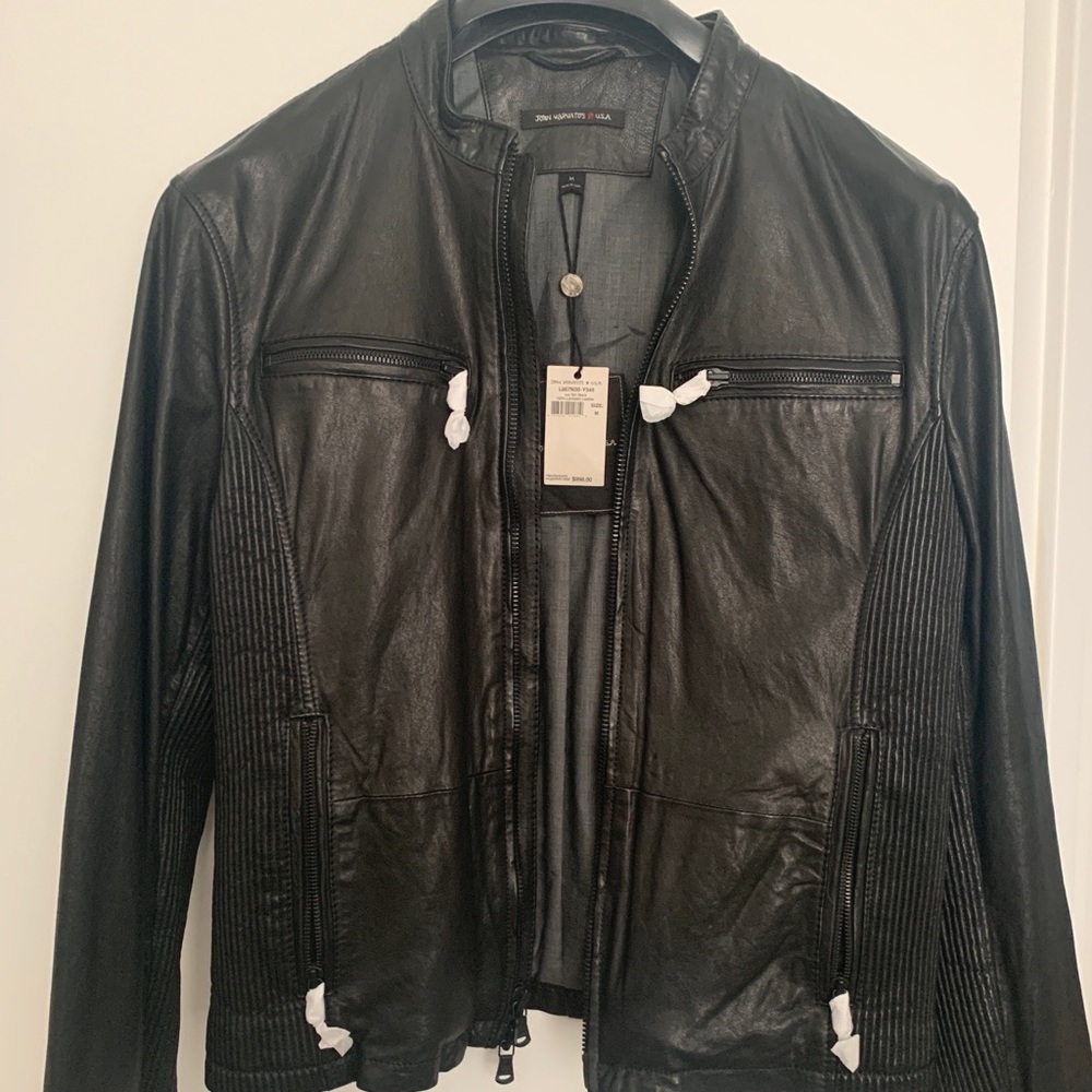 John Varvatos Black Leather Moto Jacket - BRANDNEW
